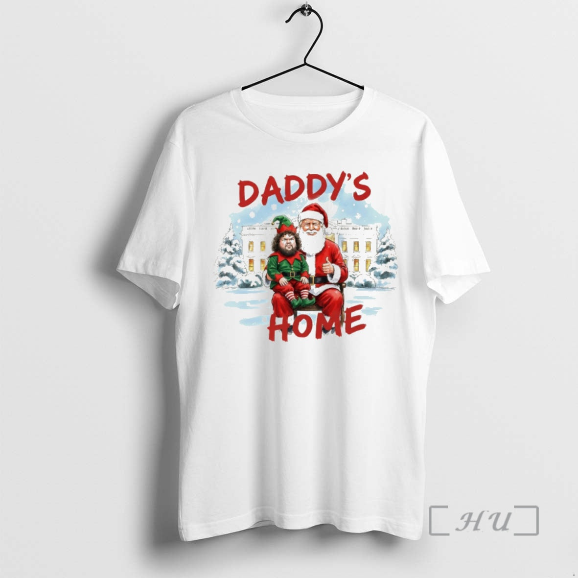 Officials Donald Trump Santa Hat Jd Vance Elf Daddys Home Merry Christmas Premium T Shirts Hoodie, Sweatshirt