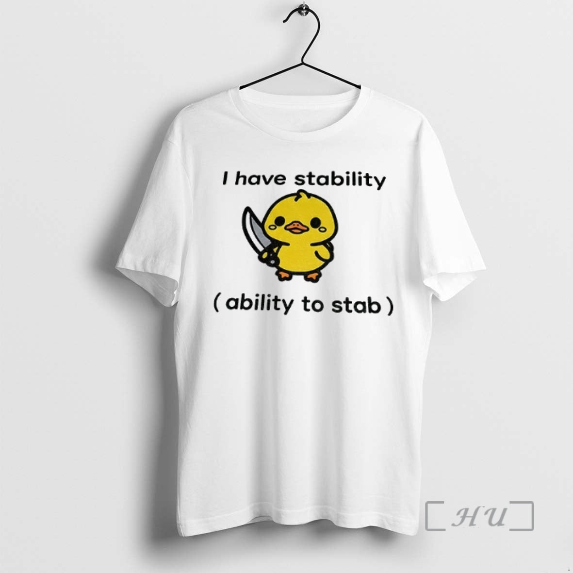 Officials Funny Duck Hold Knife I Have Stability Ability To Stab Premium T Shirts Sweater Hoodie, Sweatshirt
