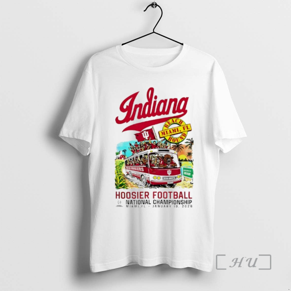 Officials Indiana University Hoosiers 25 26 National Championship Game Bus To Miami Premium T Shirts Hoodie, Sweatshirt