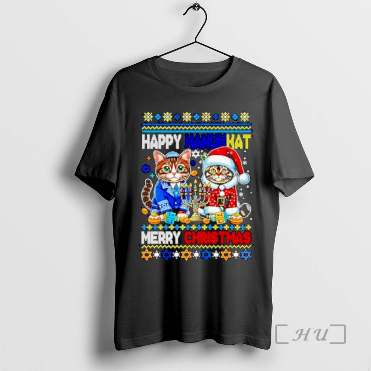 Officials Jewish Cats Happy Hanukkat Merry Xmas Ugly Christmas Ornaments T-Shirts, Hoodie, Sweatshirt | AU18TeeNovaLab.com