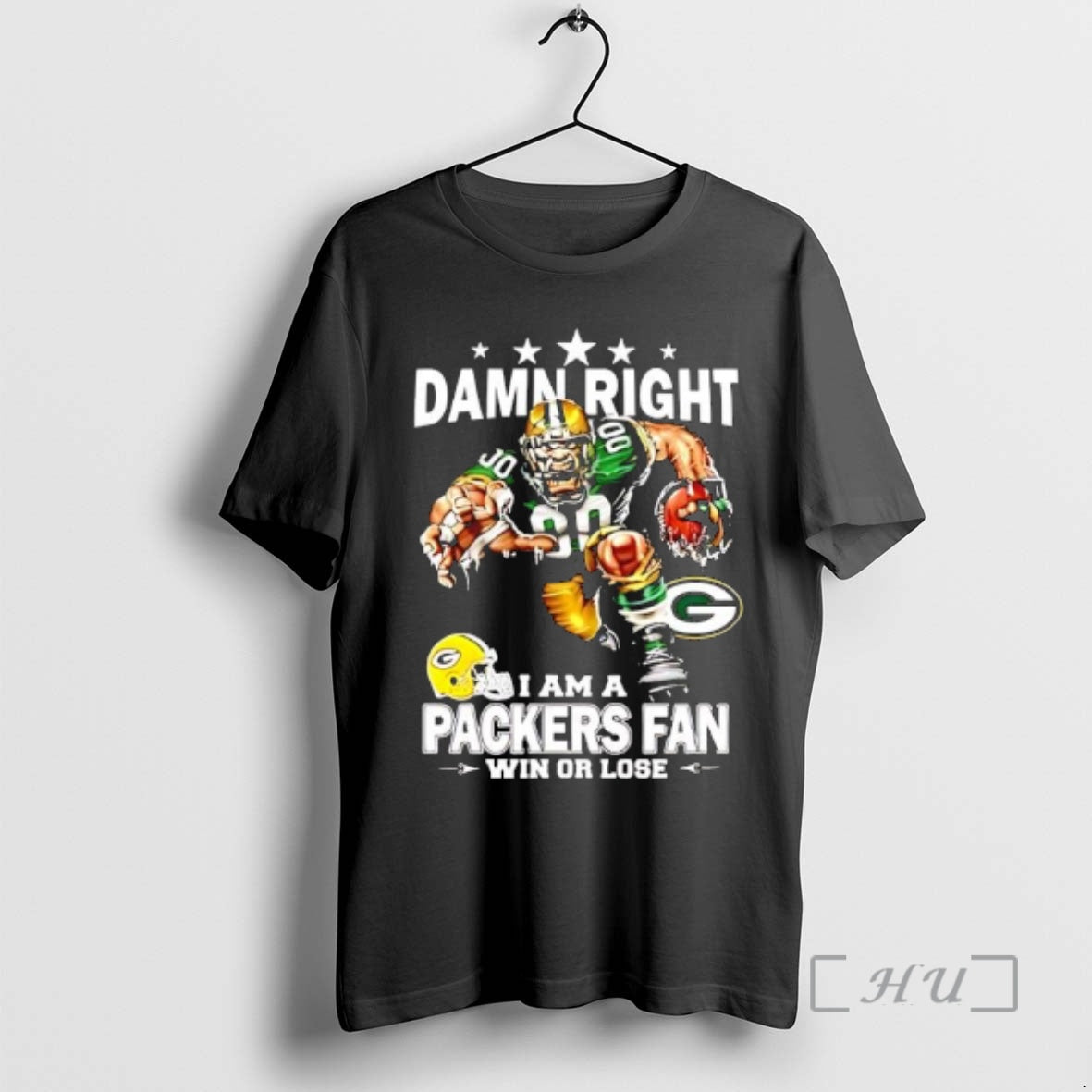 Officials Mascot Damn Right I Am A Green Bay Packers Fan Win Or Lose Premium T-Shirts, Hoodie, Sweatshirt