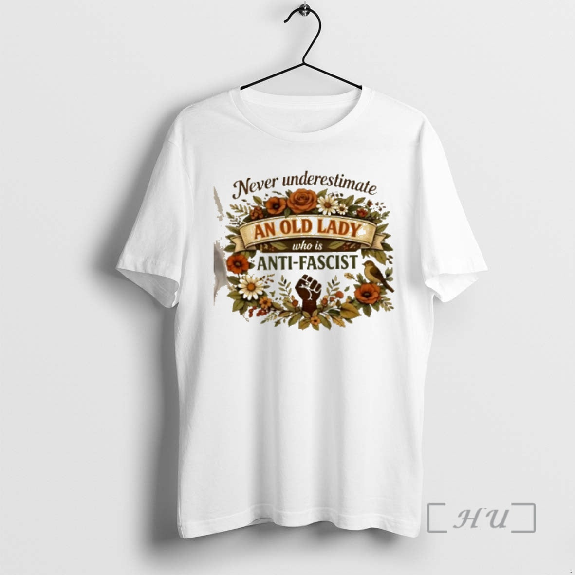 Officials Never Underestimate An Old Lady Who Is Anti Fascist Fist Floral Premium T Shirts Hoodie, Sweatshirt