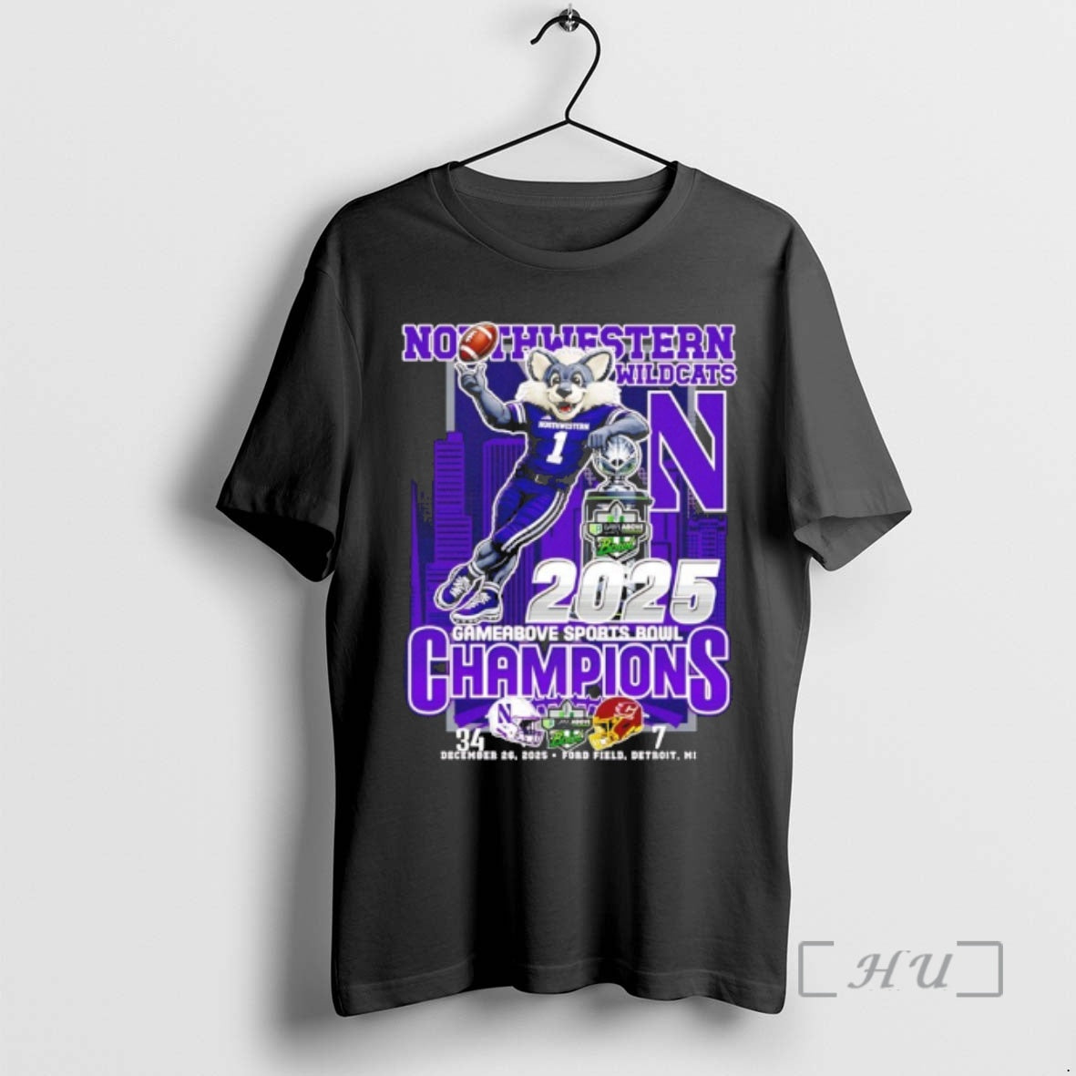 Officials Northwestern Wildcats 2025 Gameabove Sports Bowl Champions Mascot Skyline T-Shirts, Hoodie, Sweatshirt