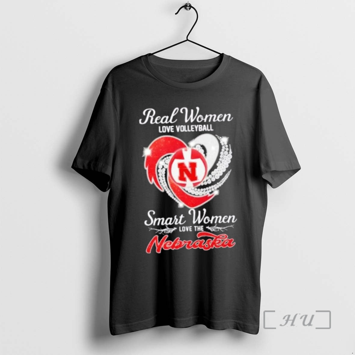 Officials Real Women Love Volleyball Smart Women Love The Nebraska Diamond Heart Premium T Shirts Hoodie, Sweatshirt