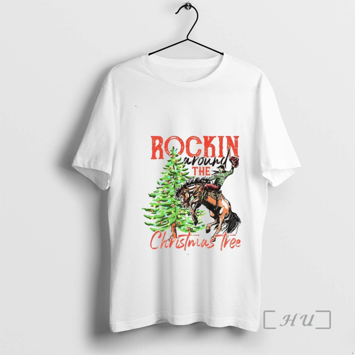Officials Rockin Around The Christmas Tree Cowboy Country Retro T-Shirts, Hoodie, Sweatshirt | AU18TeeNovaLab.com