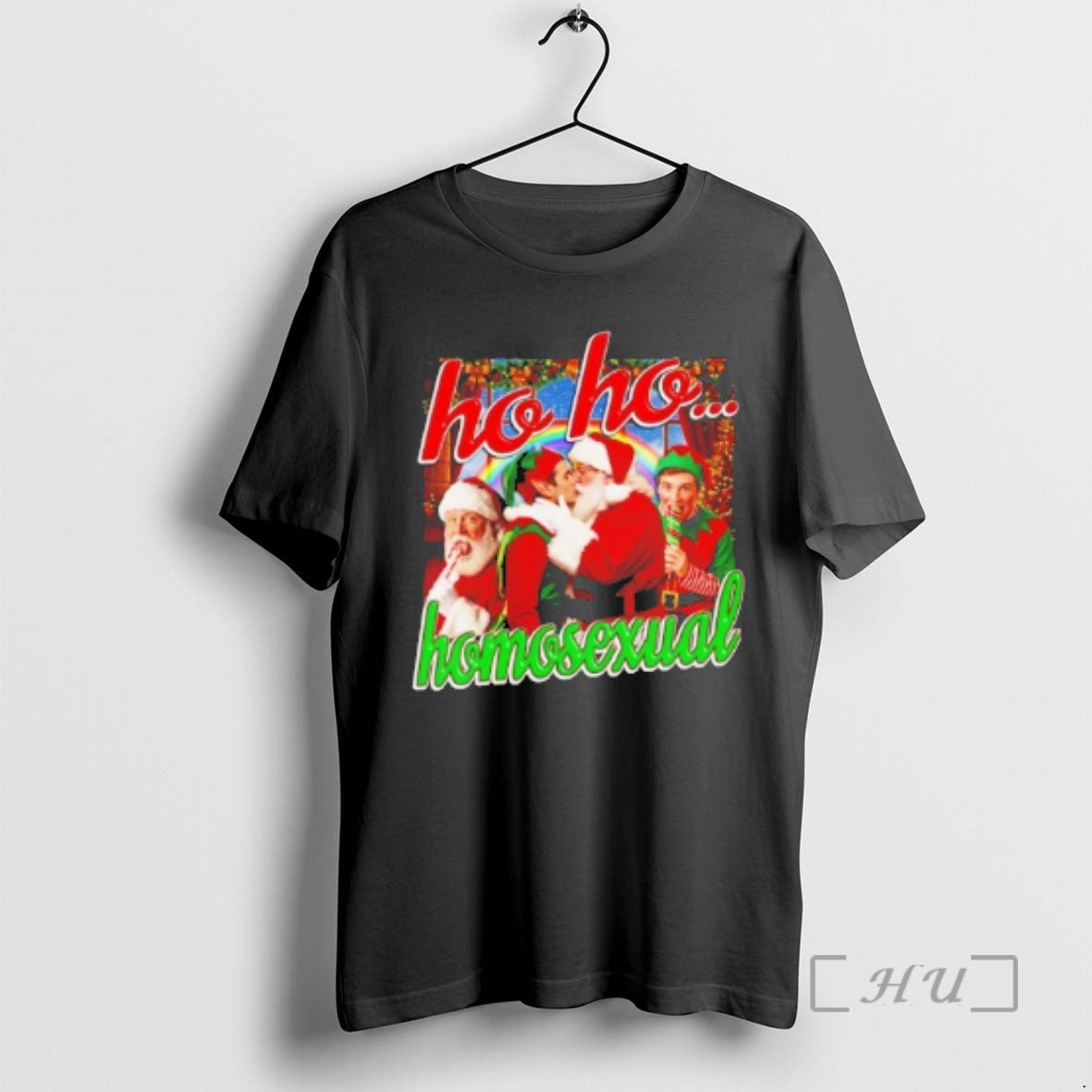 Officials Santa And Elf Ho Ho Homosexual T-Shirts, Hoodie, Sweatshirt | AU18TeeNovaLab.com