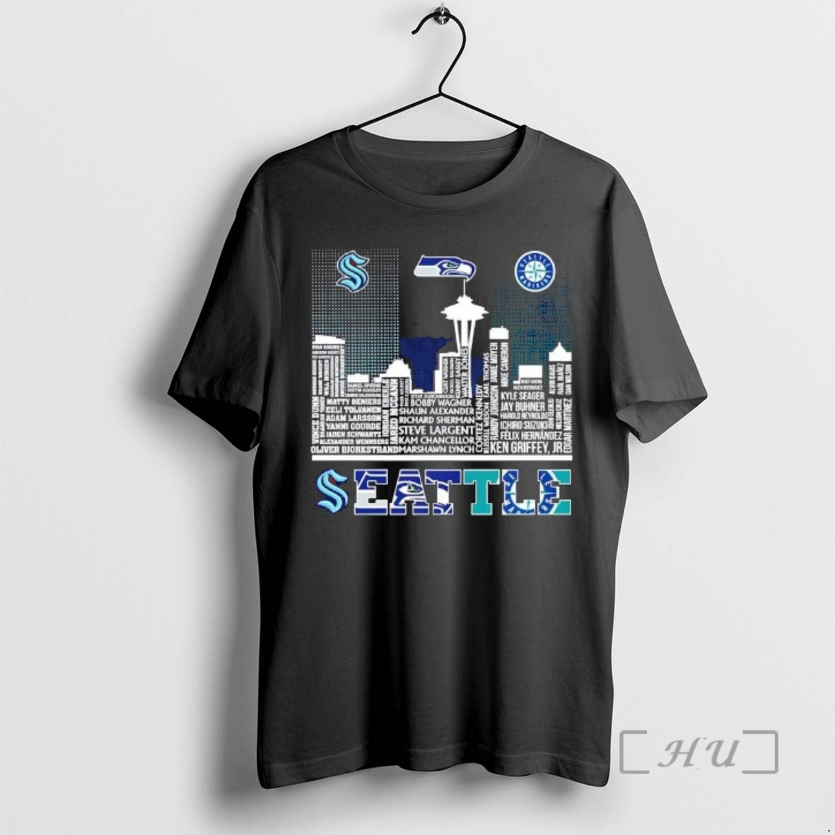 Officials Seattle Sports Kraken Seahawks Mariners All Names City Skyline T-Shirts, Hoodie, Sweatshirt | AU18TeeNovaLab.com