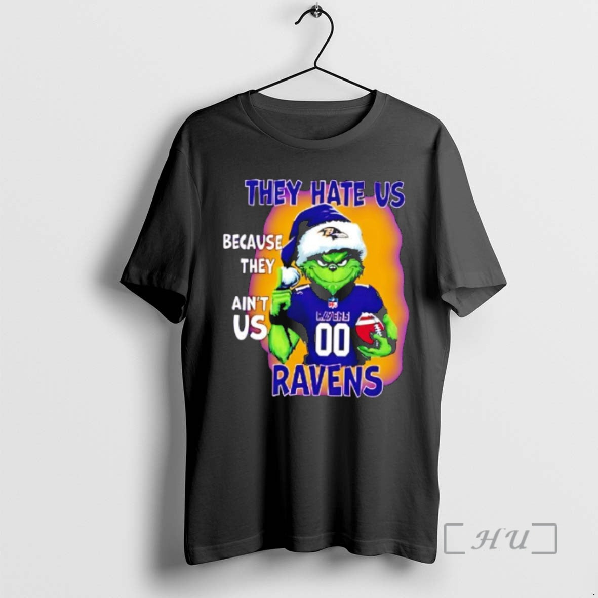 Officials They Hate Us Because They Aint Us Baltimore Ravens Grinch Santa Premium T Shirts Hoodie, Sweatshirt