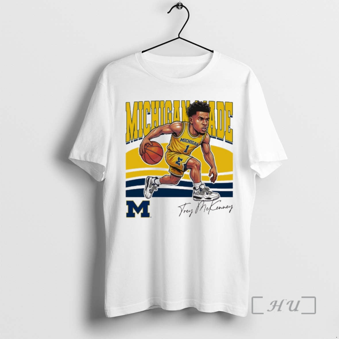 University Of Michigan Basketball Trey Mckenney Michigan Made Caricature Signature