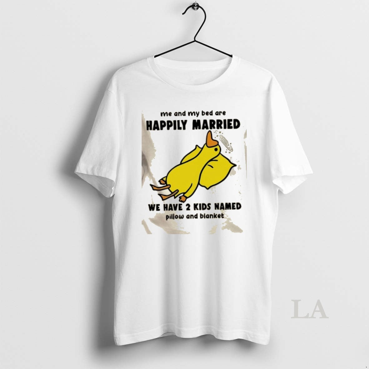 Original Duck Me And My Bed Are Happily Married We Have 2 Kids Named Pillow T-Shirts, Hoodie, Sweatshirt | AU18TeeNovaLab.com
