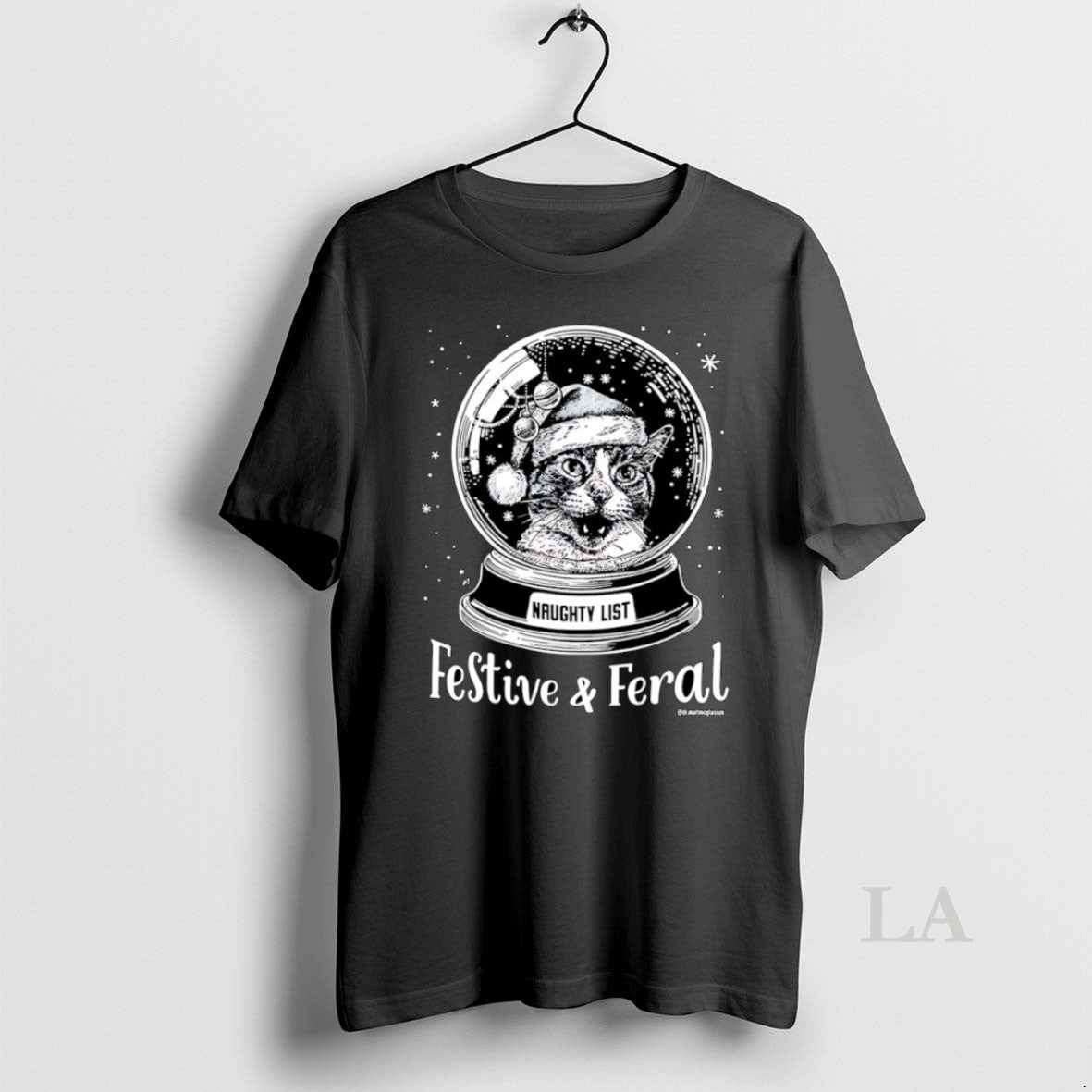 Original Santa Hat Cat Snow Globe Festive And Feral T-Shirts, Hoodie, Sweatshirt | AU18TeeNovaLab.com