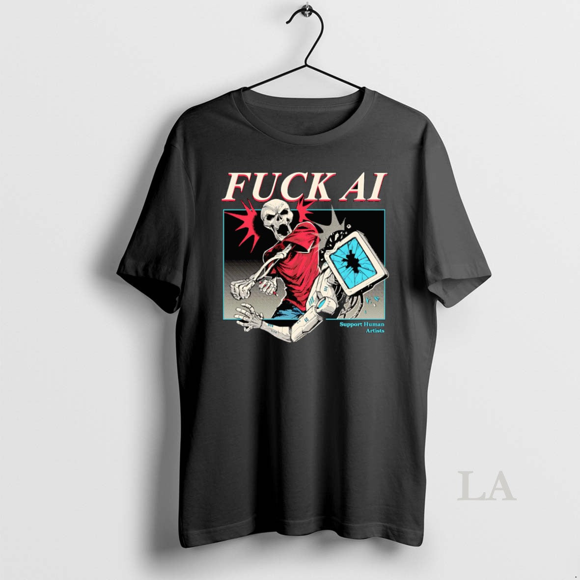 Original Skeleton Fuck Ai Support Human Artists T-Shirts, Hoodie, Sweatshirt | AU18TeeNovaLab.com
