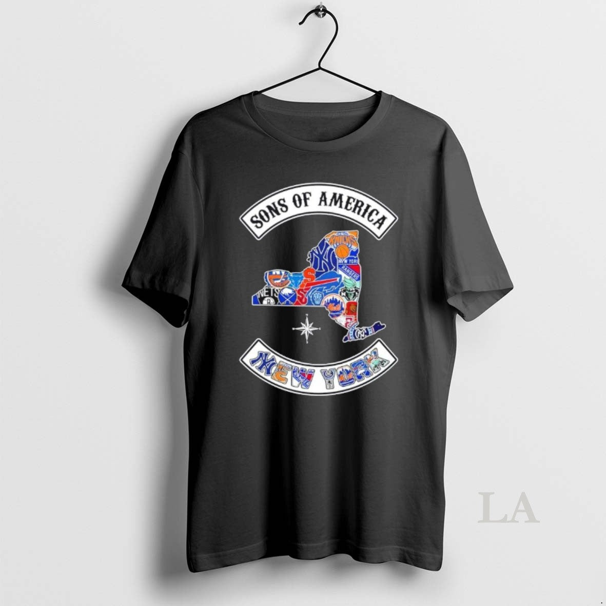 Original Son Of America New York Map Sports Logos Combine T-Shirts, Hoodie, Sweatshirt | AU18TeeNovaLab.com