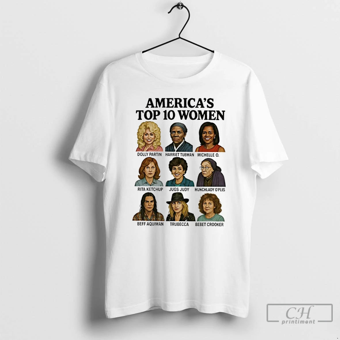 Premium Americas Top 10 Women Dolly Partin Harriet Tubman Michelle O Cartoon T Shirts Sweater Hoodie, Sweatshirt
