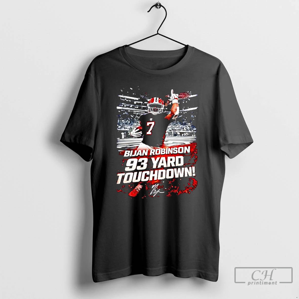 Premium Bijan Robinsons 93 Yard Touchdown Run Graphic T-Shirts, Hoodie, Sweatshirt | AU18TeeNovaLab.com