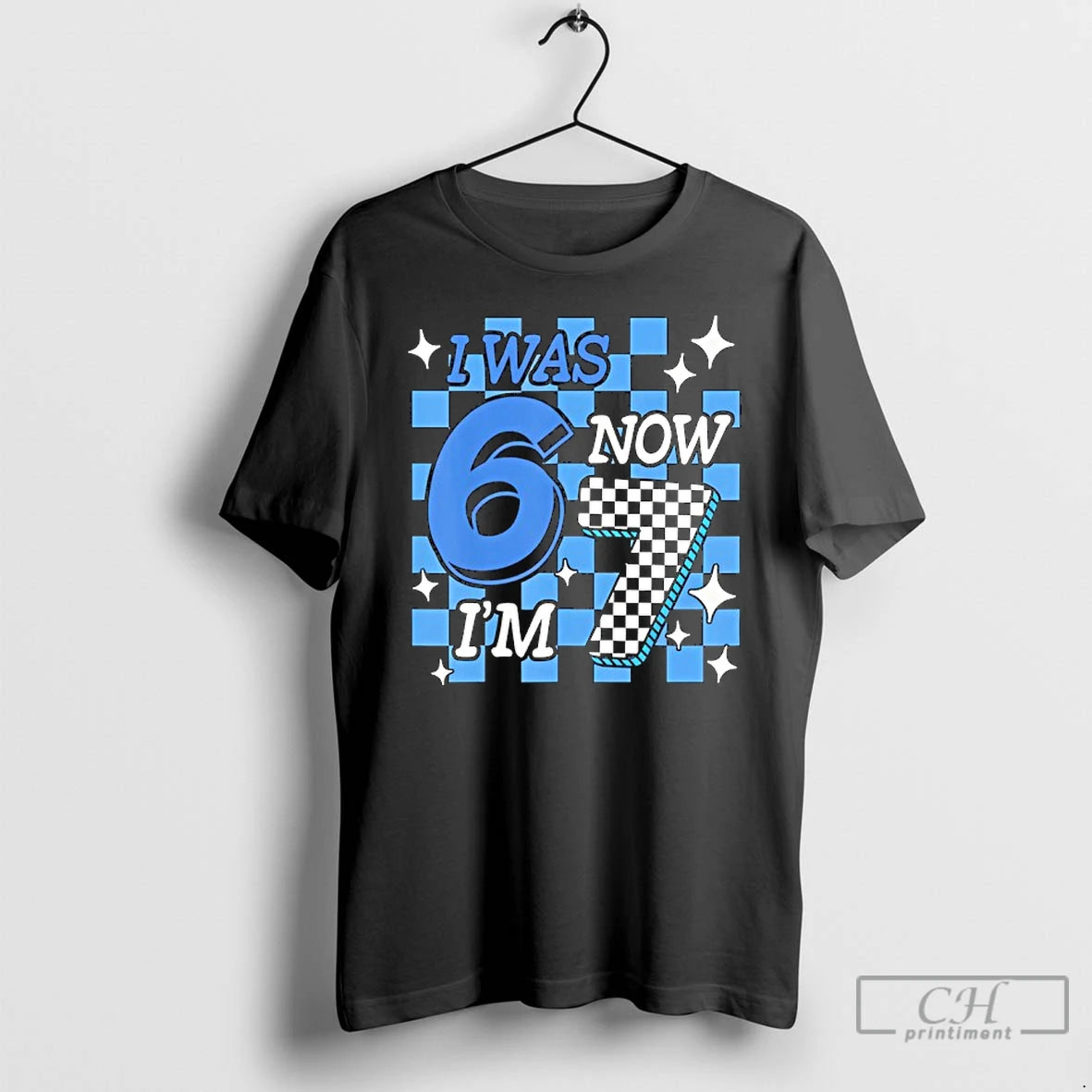 Premium Blue Checkered Birthday Boy I Was 6 Now Im 7 T-Shirts, Hoodie, Sweatshirt | AU18TeeNovaLab.com