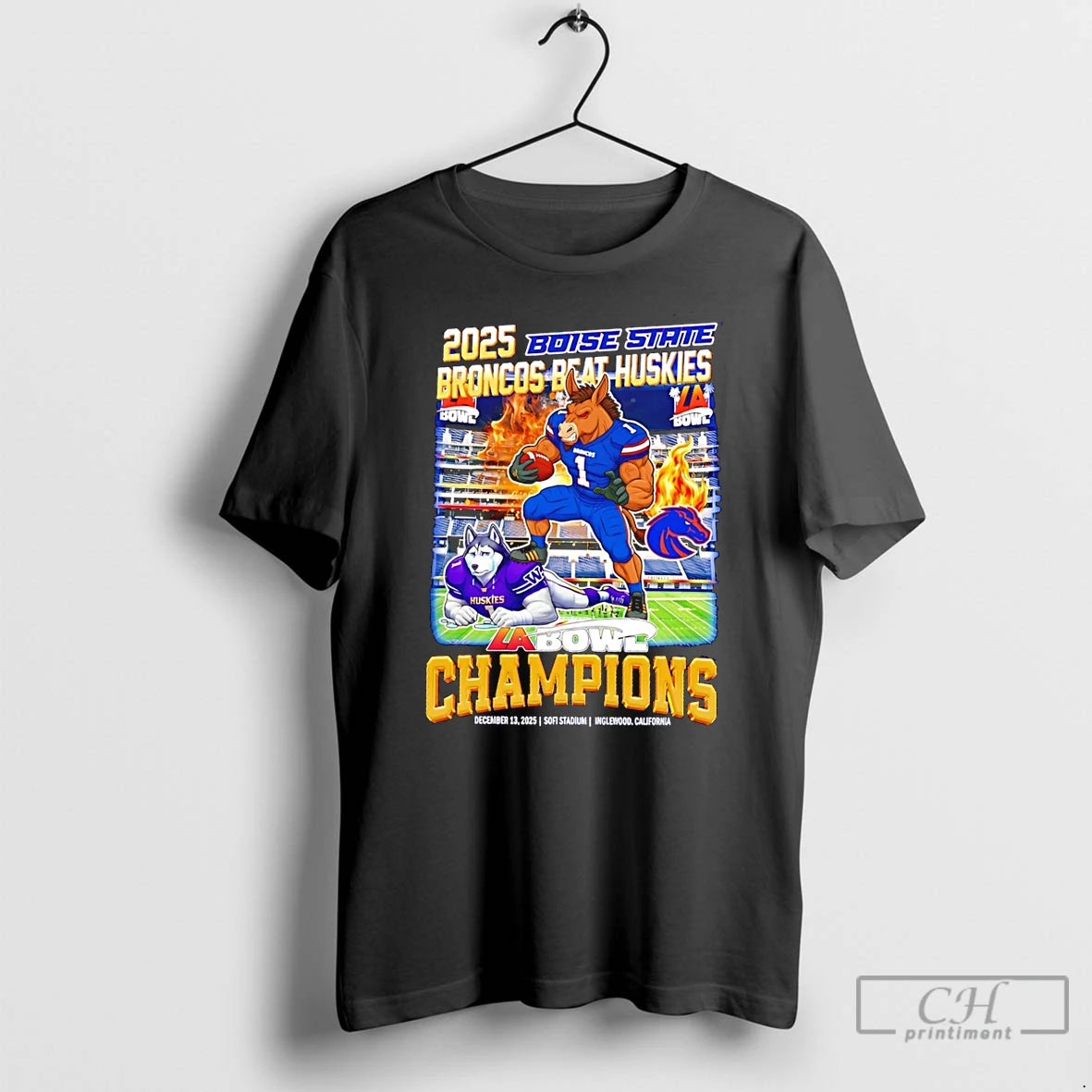 Premium Boise State Broncos Beat Huskies 2025 La Bowl Champions Mascot T-Shirts, Hoodie, Sweatshirt | AU18TeeNovaLab.com