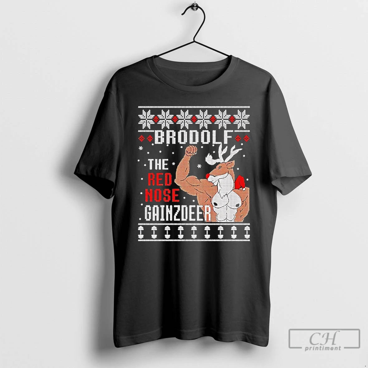 Premium Brodolf The Red Nose Gainzdeer Christmas T-Shirts, Hoodie, Sweatshirt | AU18TeeNovaLab.com