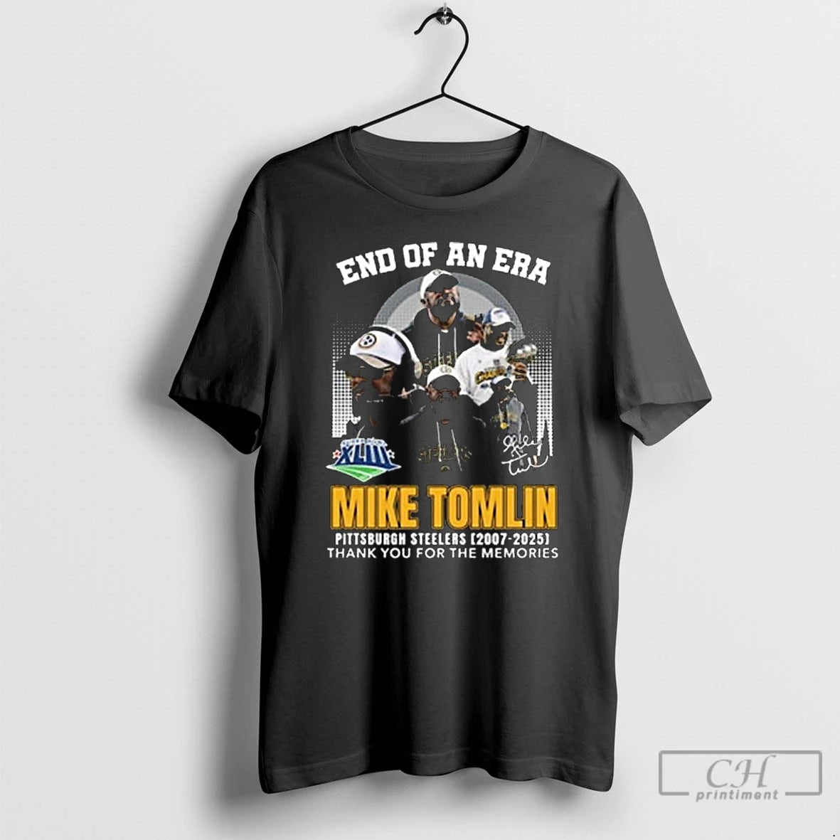 Premium End Of An Era Mike Tomlin Steelers 2007 2025 Thank You For The Memories T-Shirts, Hoodie, Sweatshirt