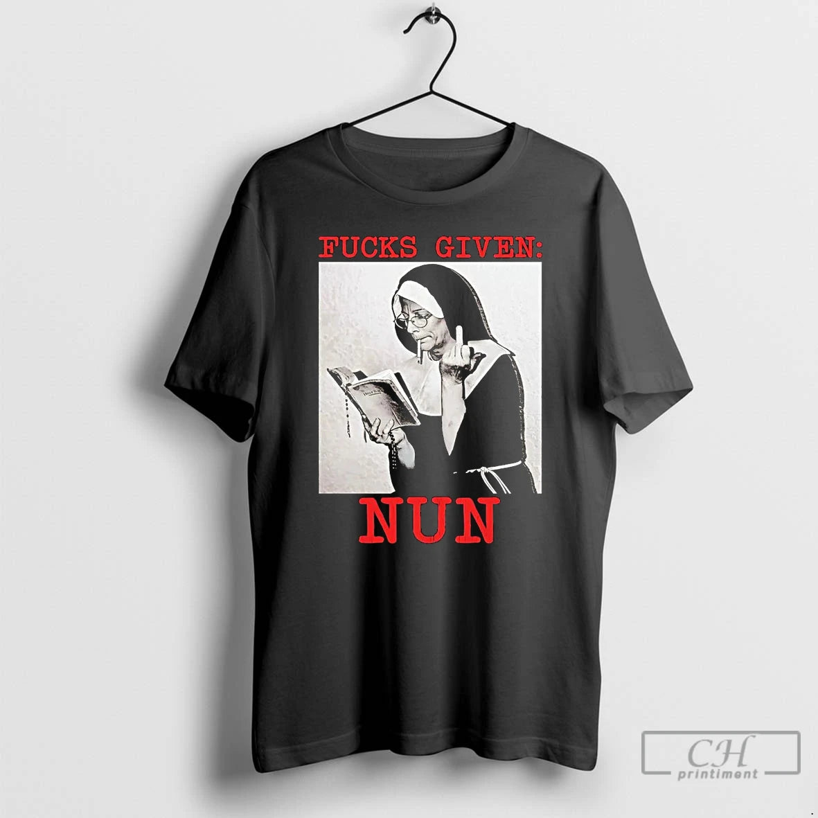 Premium Fucks Given Nun Middle Finger T-Shirts, Hoodie, Sweatshirt | AU18TeeNovaLab.com