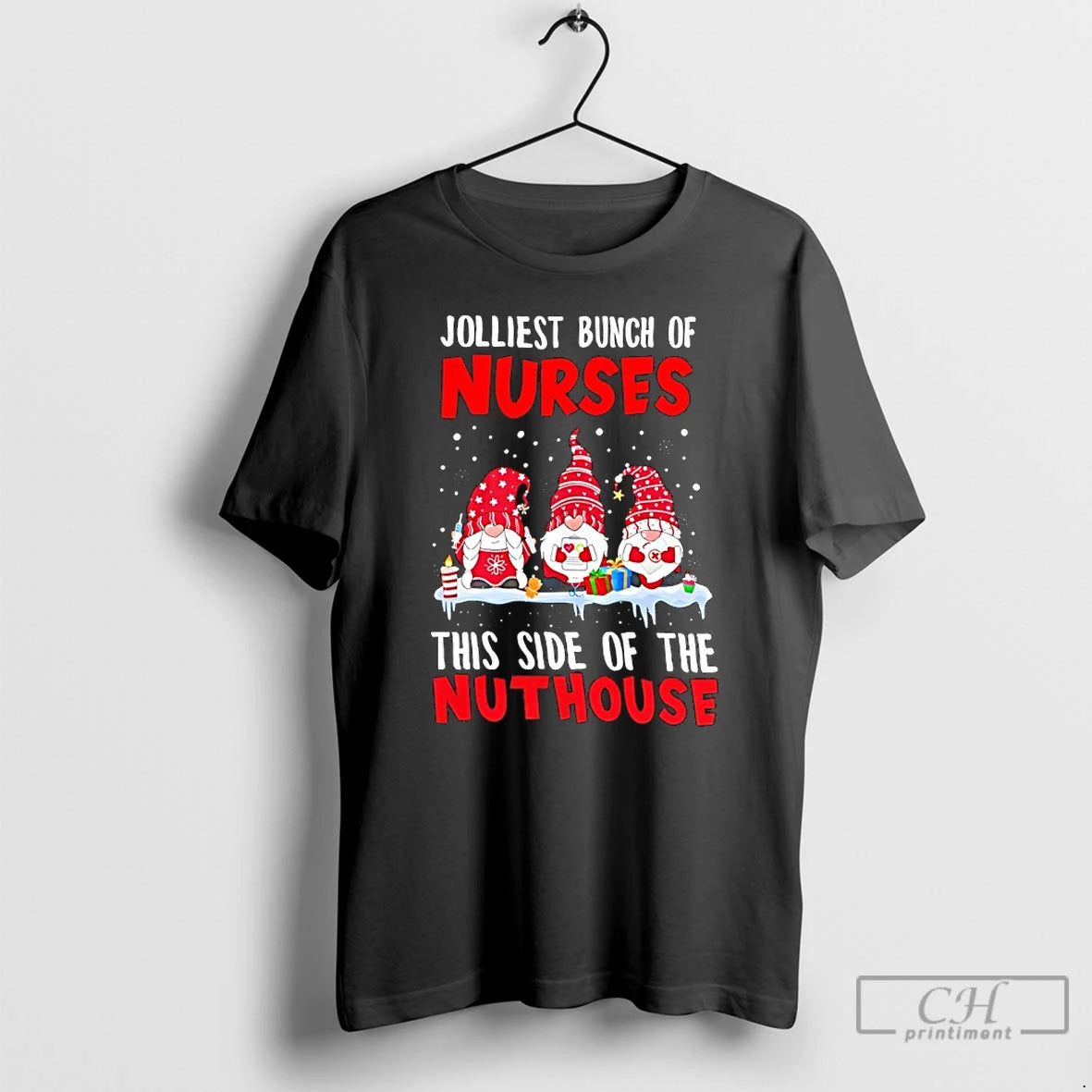 Premium Gnomes Jolliest Bunch Of Nurses This Side Of The Nuthouse T-Shirts, Hoodie, Sweatshirt | AU18TeeNovaLab.com