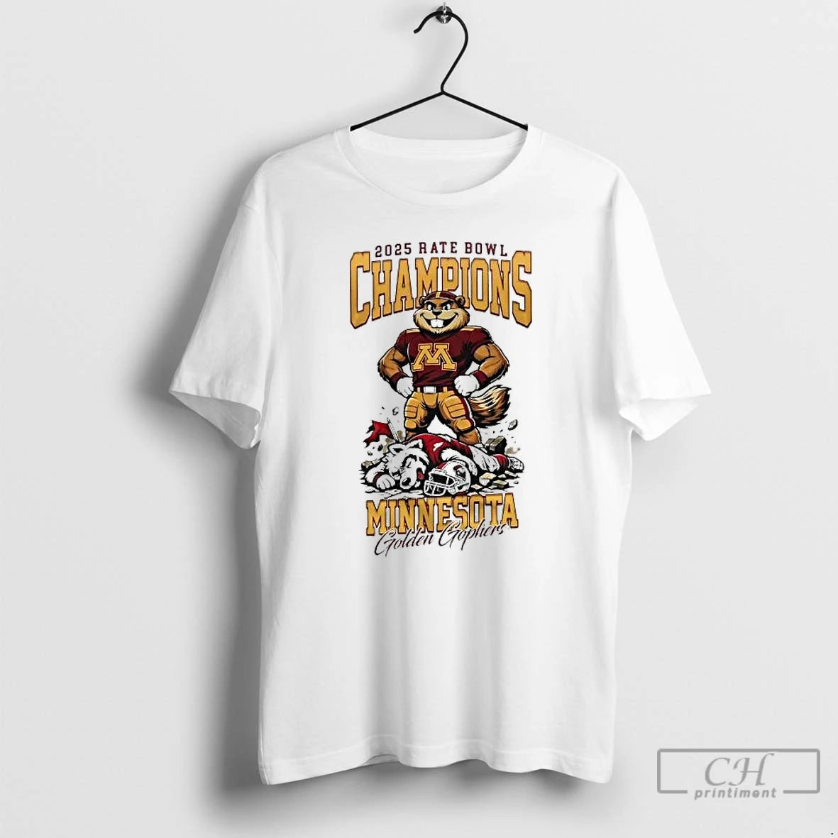 Premium Golden Gophers 2025 Rate Bowl Champions Mascot T-Shirts, Hoodie, Sweatshirt | AU18TeeNovaLab.com