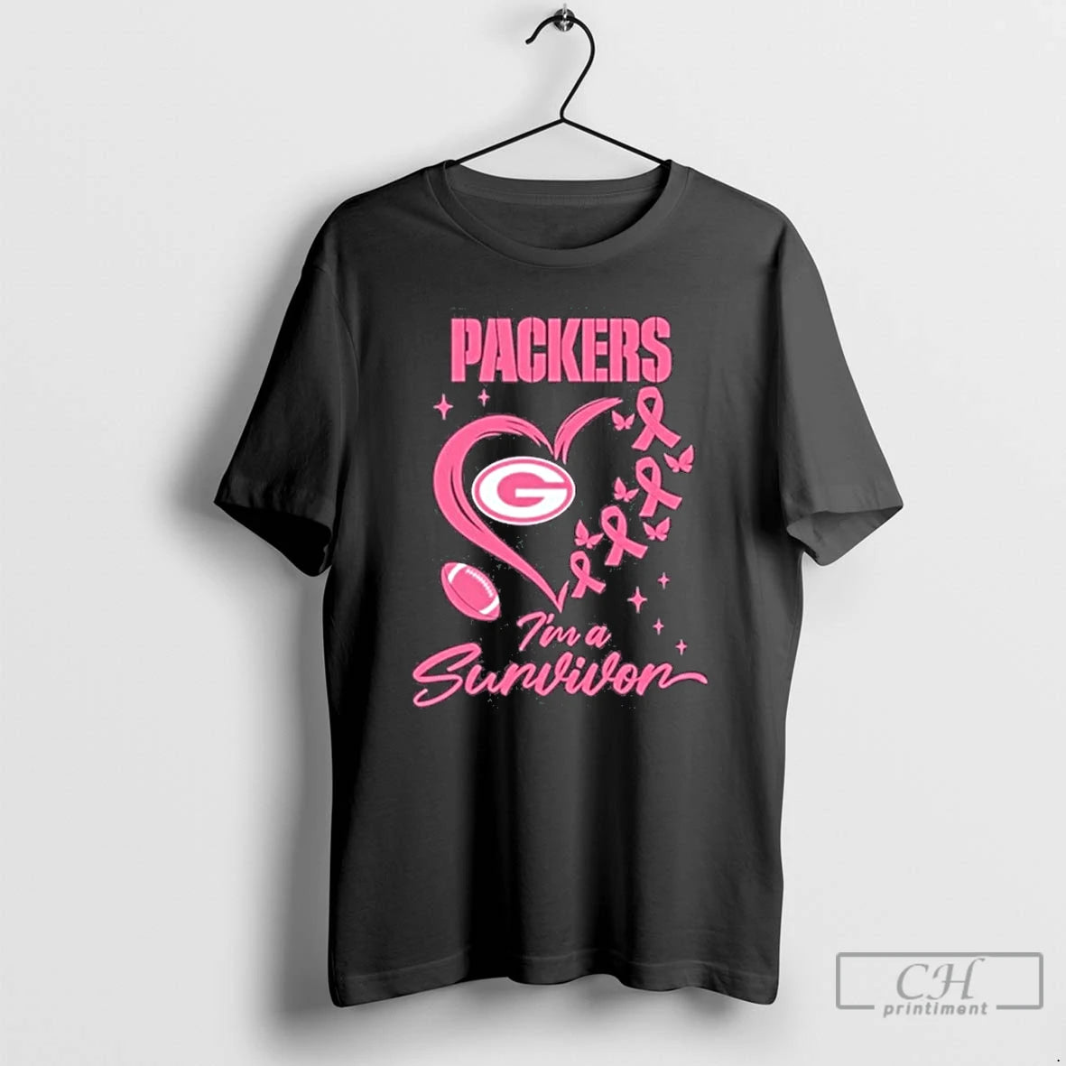 Premium Green Bay Packers Heart Logo Im A Survivor Ball T Shirts