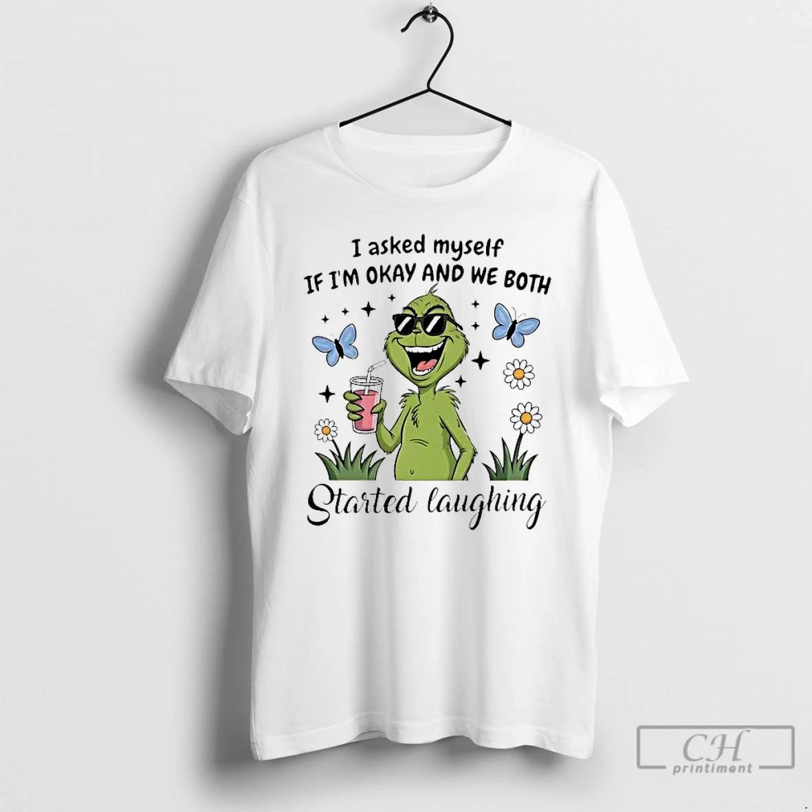 Premium Grinch I Asked Myself If Im Okay And We Both Started Laughing T Shirts Hoodie, Sweatshirt | AU18TeeNovaLab.com