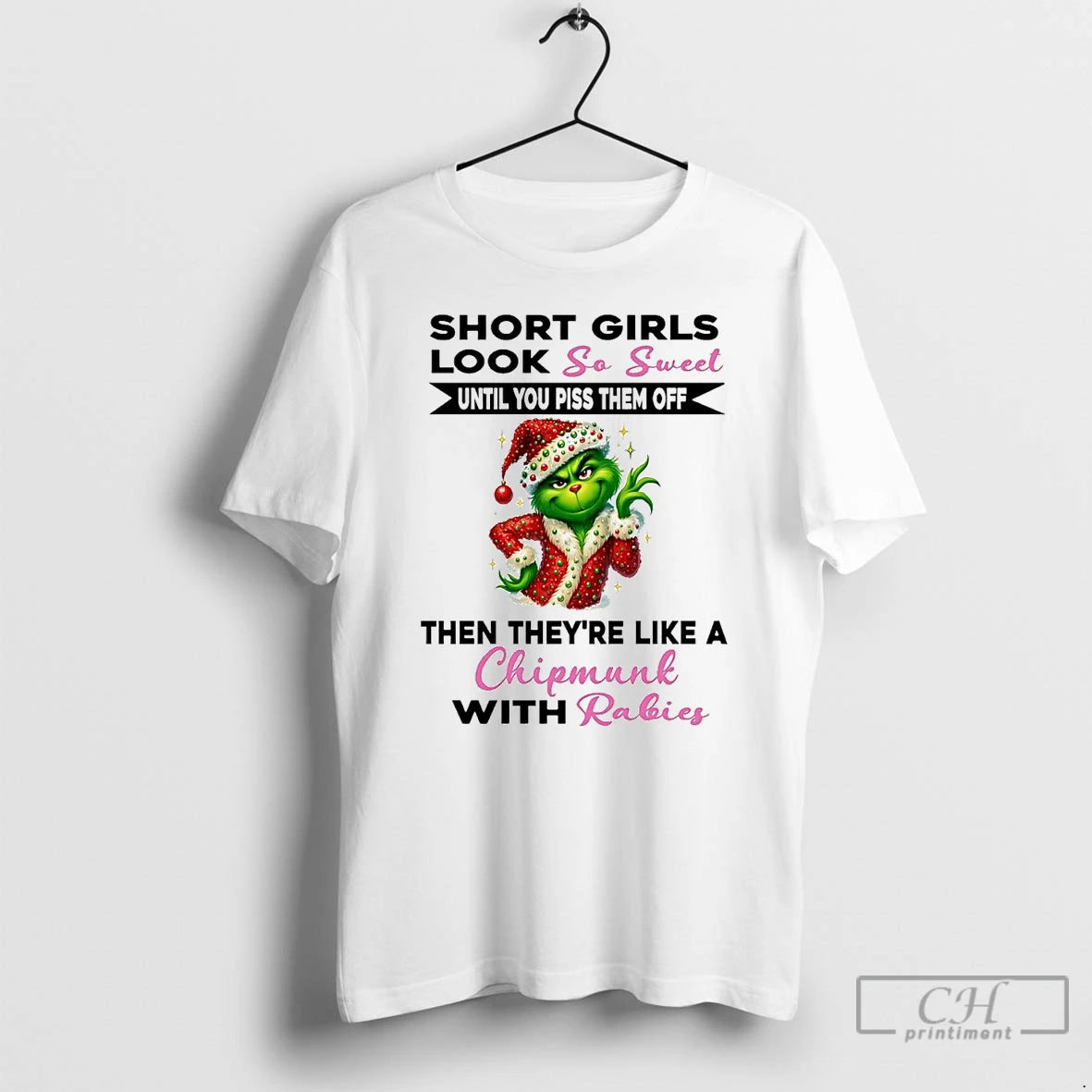 Premium Grinch Short Girls Look So Sweet Theyre Like Chipmunk Christmas T-Shirts, Hoodie, Sweatshirt | AU18TeeNovaLab.com