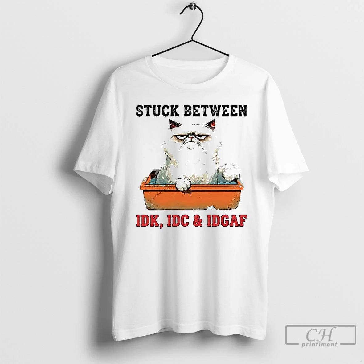 Premium Grumpy Cat Stuck Between Idk Idc And Idgaf T-Shirts, Hoodie, Sweatshirt | AU18TeeNovaLab.com