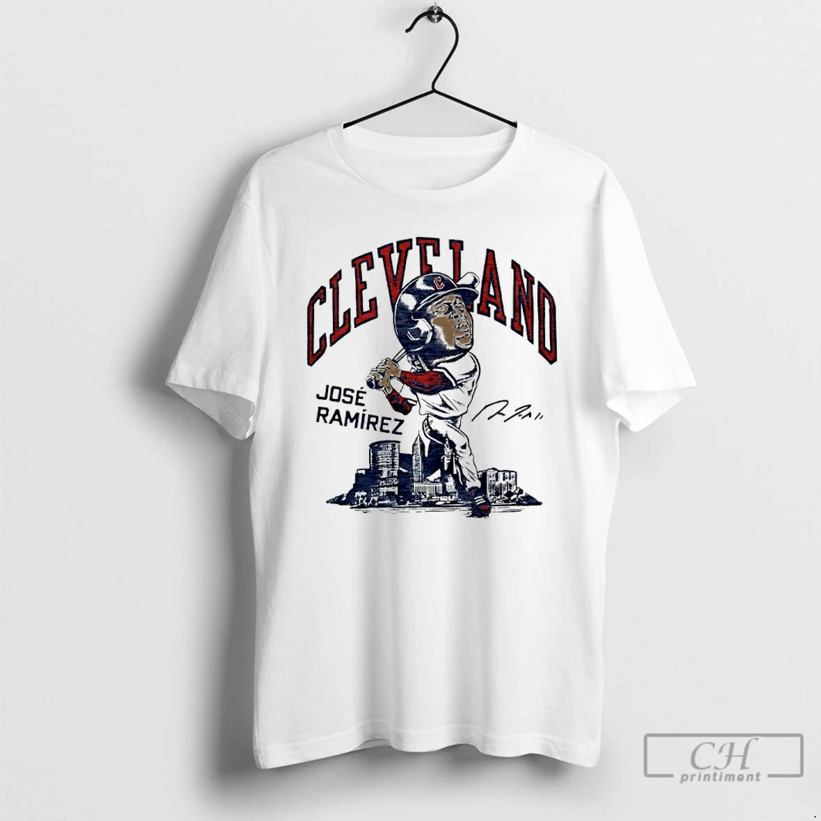 Guardians Jose Ramirez Slugger Swing Signature Caricature