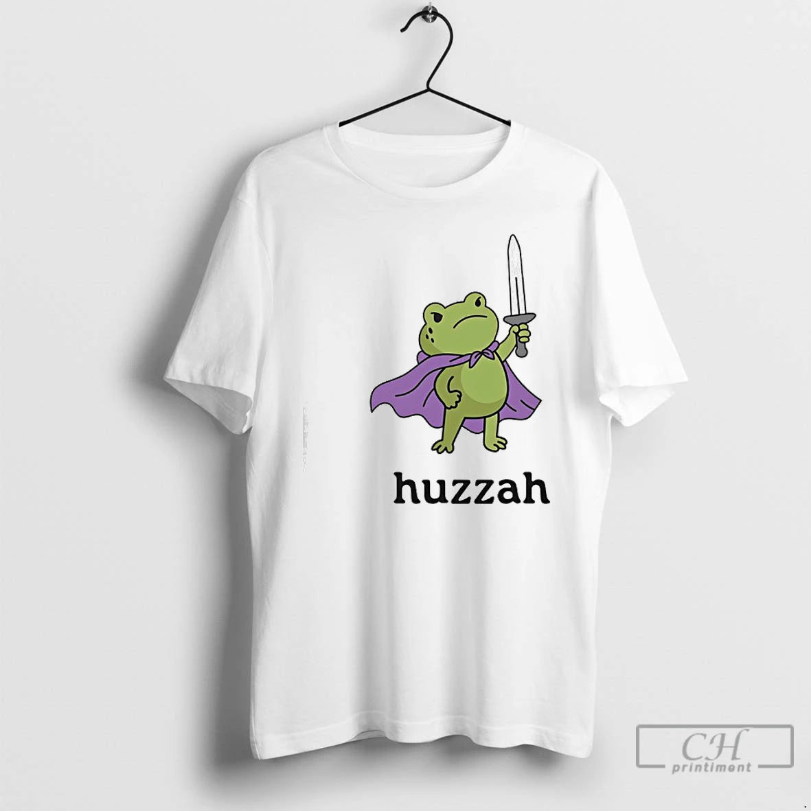Premium Huzzah Frog Wearing Purple Cloak And Holding Sword T-Shirts, Hoodie, Sweatshirt | AU18TeeNovaLab.com