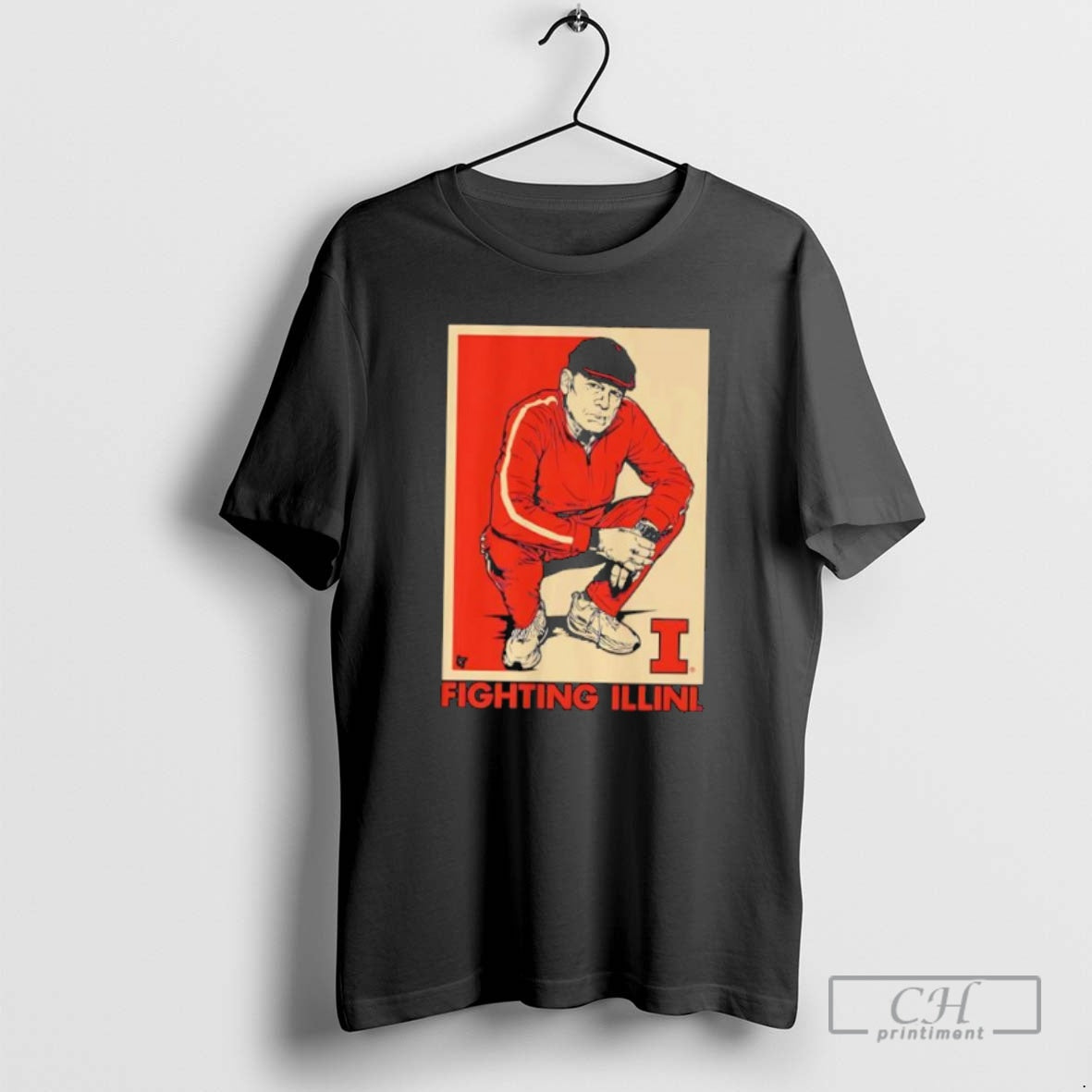 Premium Illinois Fighting Illini Mens Basketball Track Suit Coach Underwood Photo Shirt Sweater