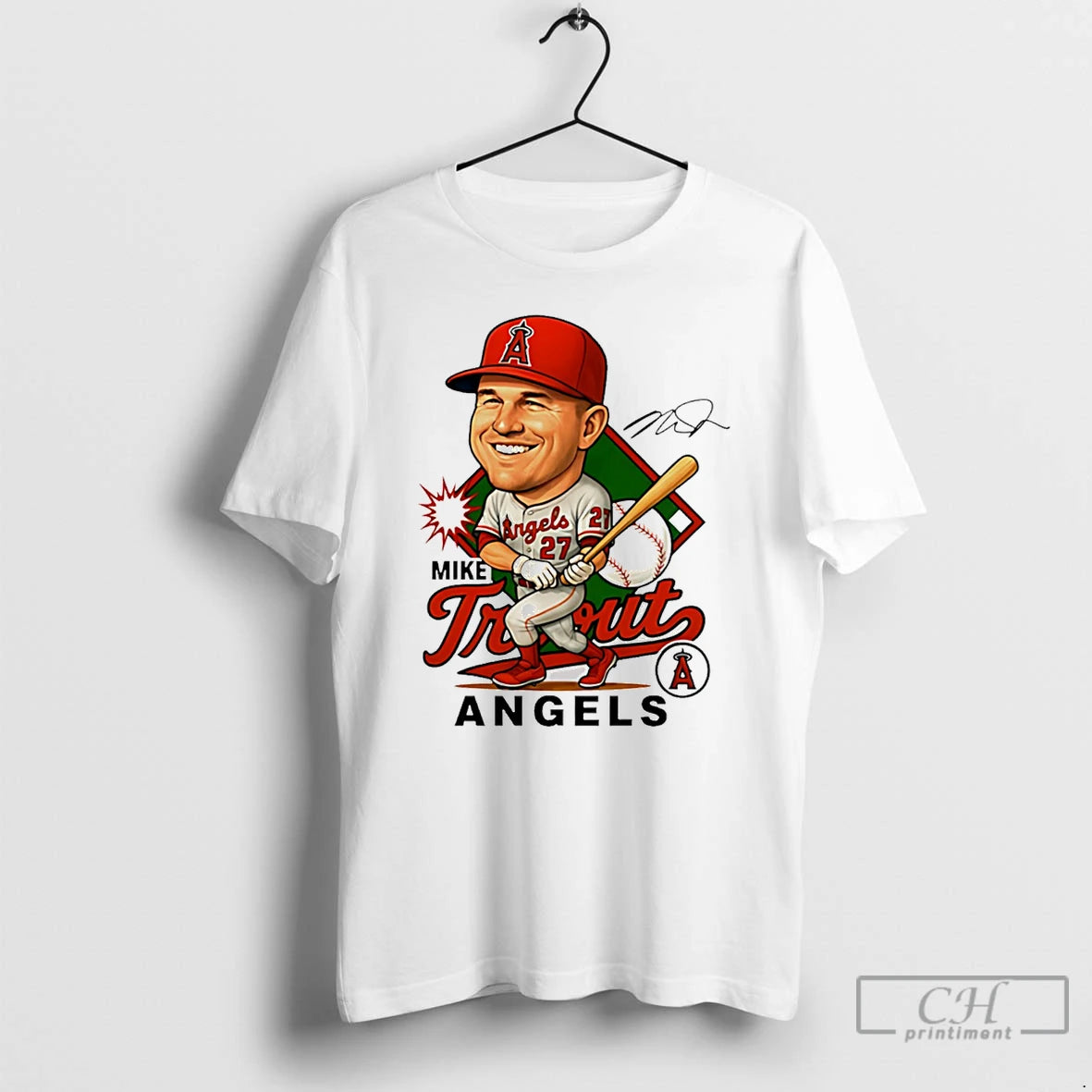 Mike Trout Los Angeles Angels Legend Caricature