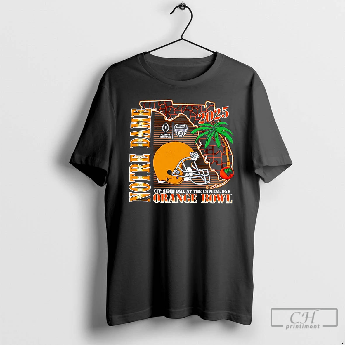 Premium Notre Dame Fighting Cfp Semifinal Irish Orange Bowl 2026 Helmet State T Shirts Sweater Hoodie, Sweatshirt