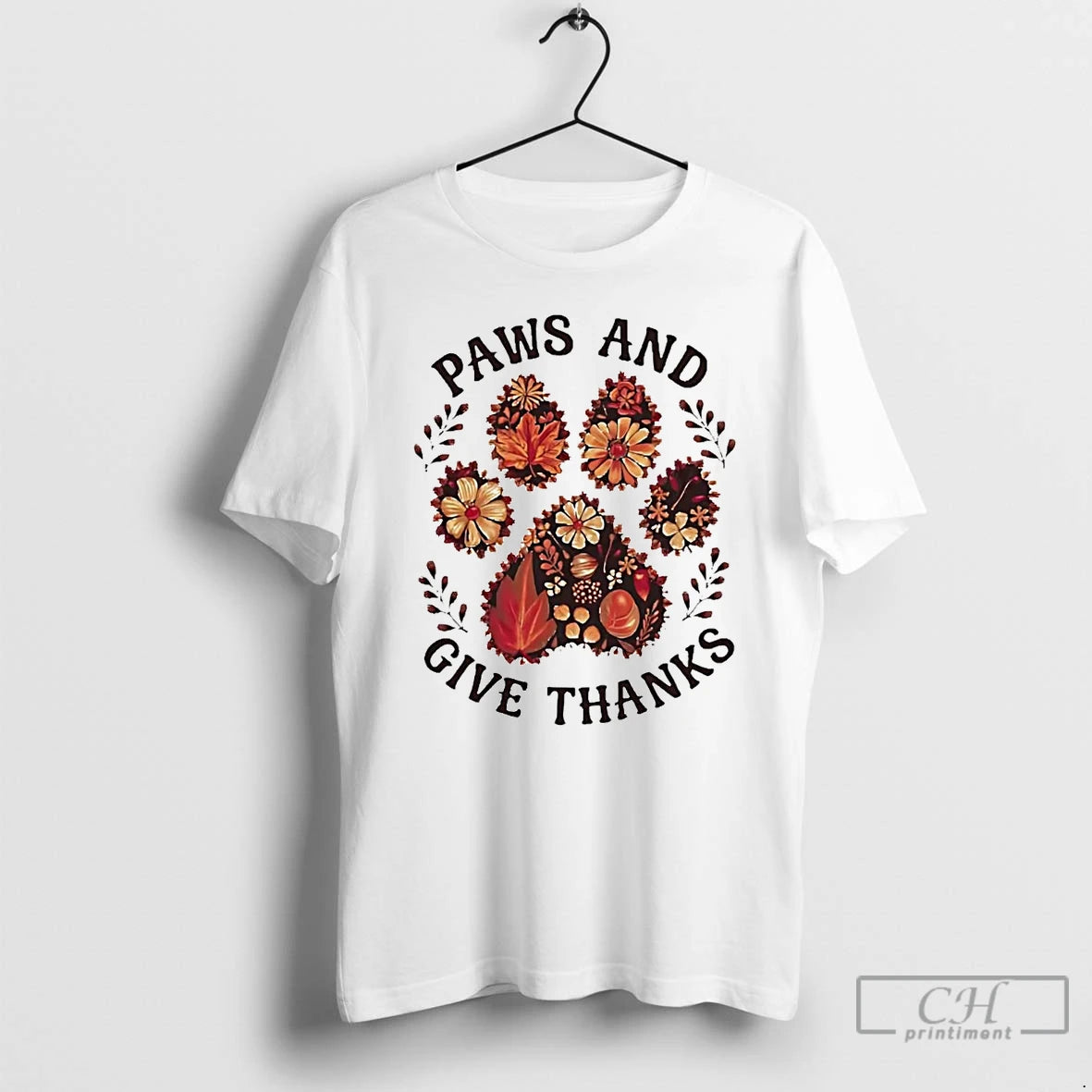 Premium Paws And Give Thanks Thanksgiving T Shirts