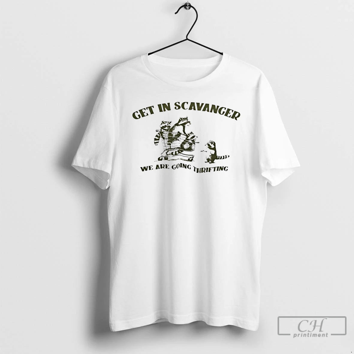 Premium Raccoon Get In Scavanger We Are Going Thrifting T-Shirts, Hoodie, Sweatshirt | AU18TeeNovaLab.com
