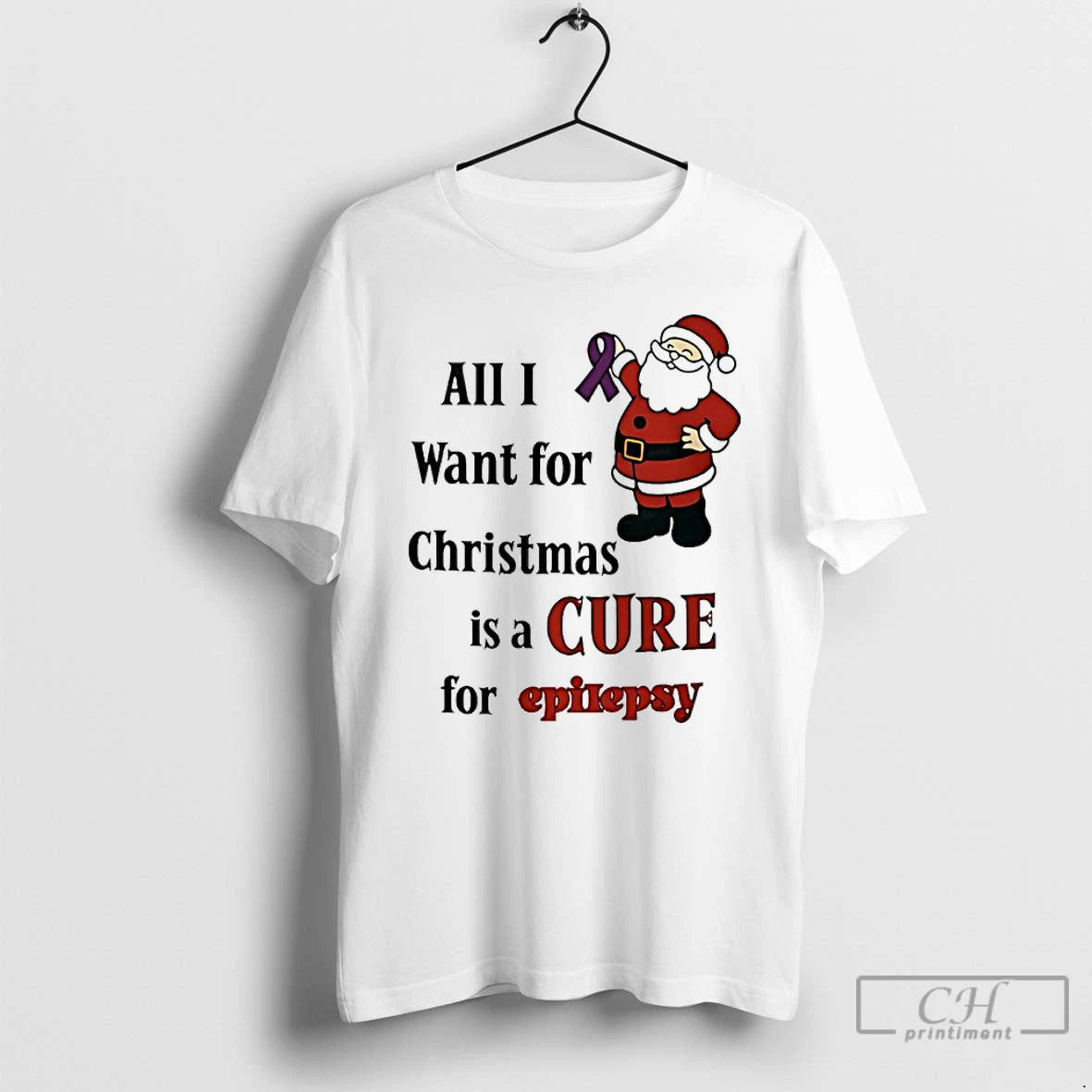 Premium Santa Claus All I Want For Christmas Is A Cure For Epilepsy T Shirts Hoodie, Sweatshirt | AU18TeeNovaLab.com