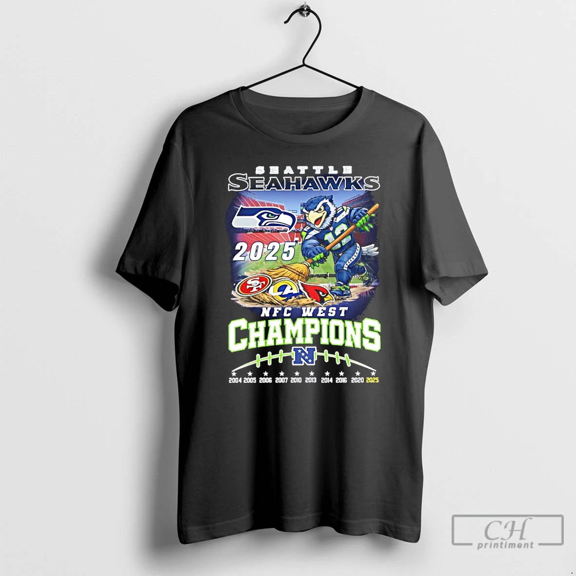 Premium Seahawks Beat 49ers Rams And Cardinals Win 2025 Nfc West 10 Time Champions Mascot T-Shirts, Hoodie, Sweatshirt