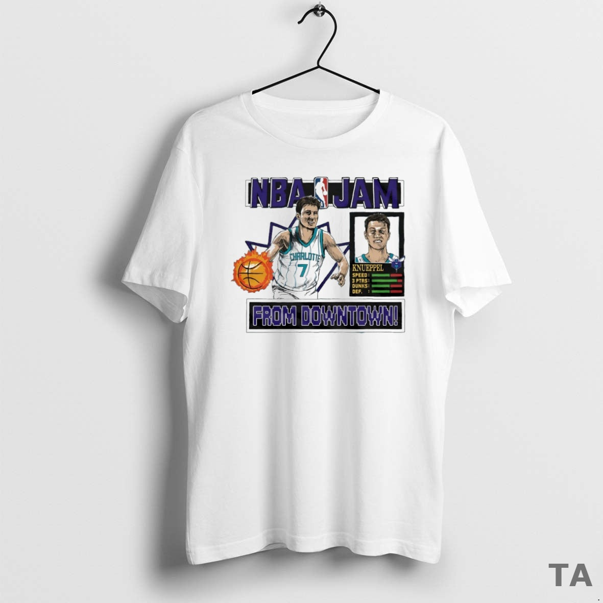 Top Nba Jam Charlotte Hornets Kon Knueppel From Downtown Circle T Shirt Sweater Hoodie, Sweatshirt | AU18TeeNovaLab.com
