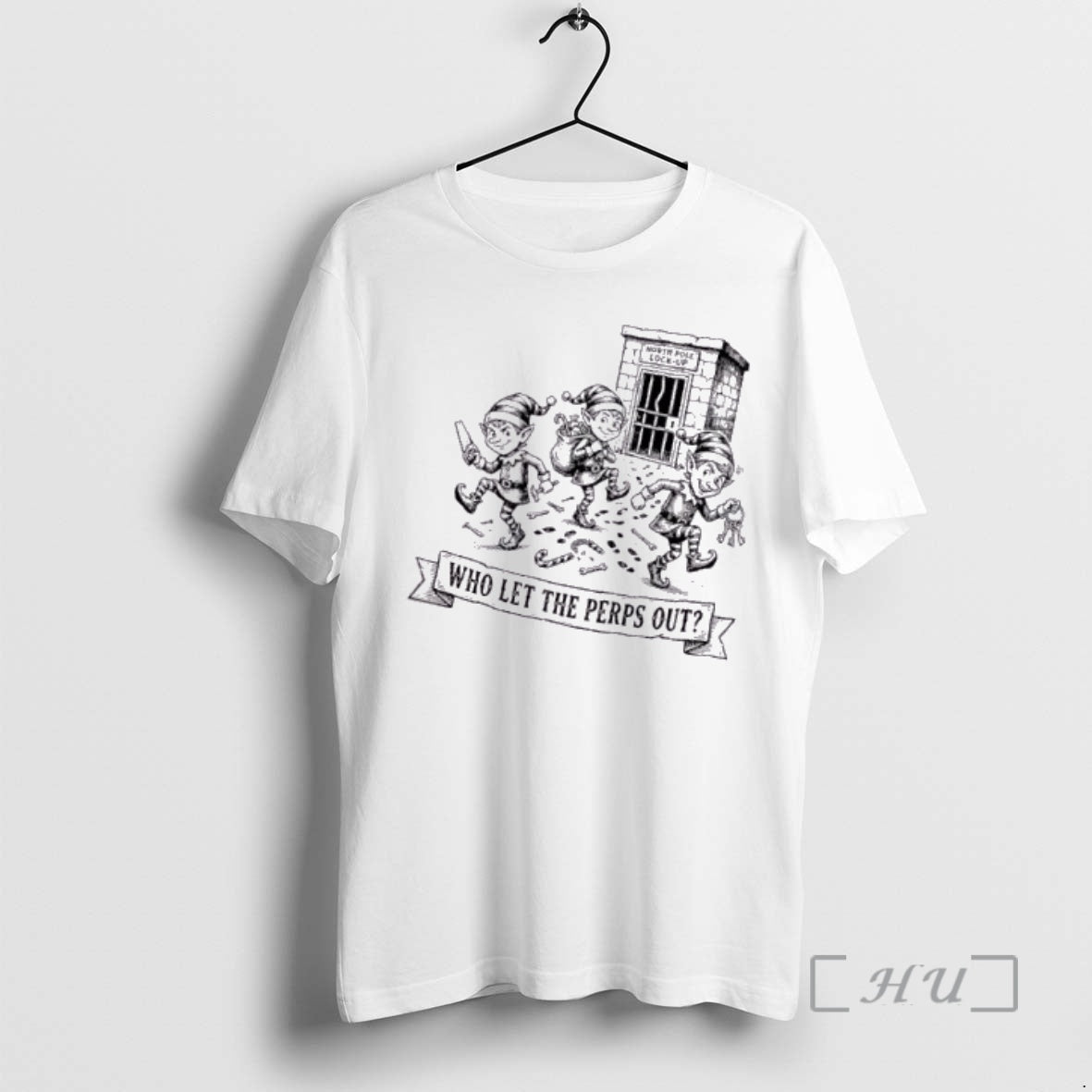 Trending Elf North Pole Lock Up Who Let The Perps Out Premium T Shirts Sweater Hoodie, Sweatshirt | AU18TeeNovaLab.com