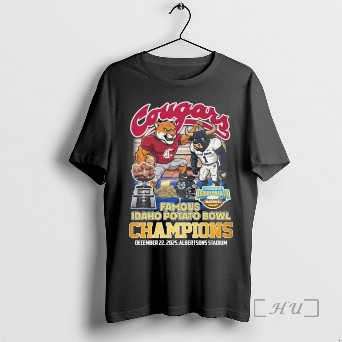 Trending Houston Cougars 2025 Famous Idaho Potato Bowl Champions Mascot Vintage Premium T Shirts Sweater