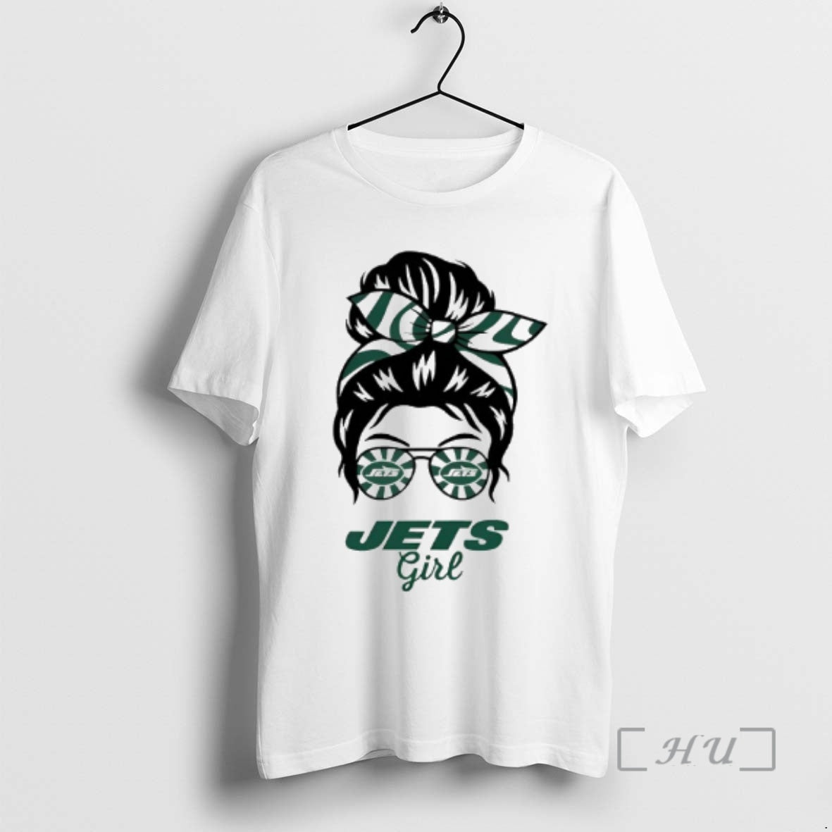 Trending New York Jets Girl Messy Bun Glasses T-Shirts, Hoodie, Sweatshirt | AU18TeeNovaLab.com