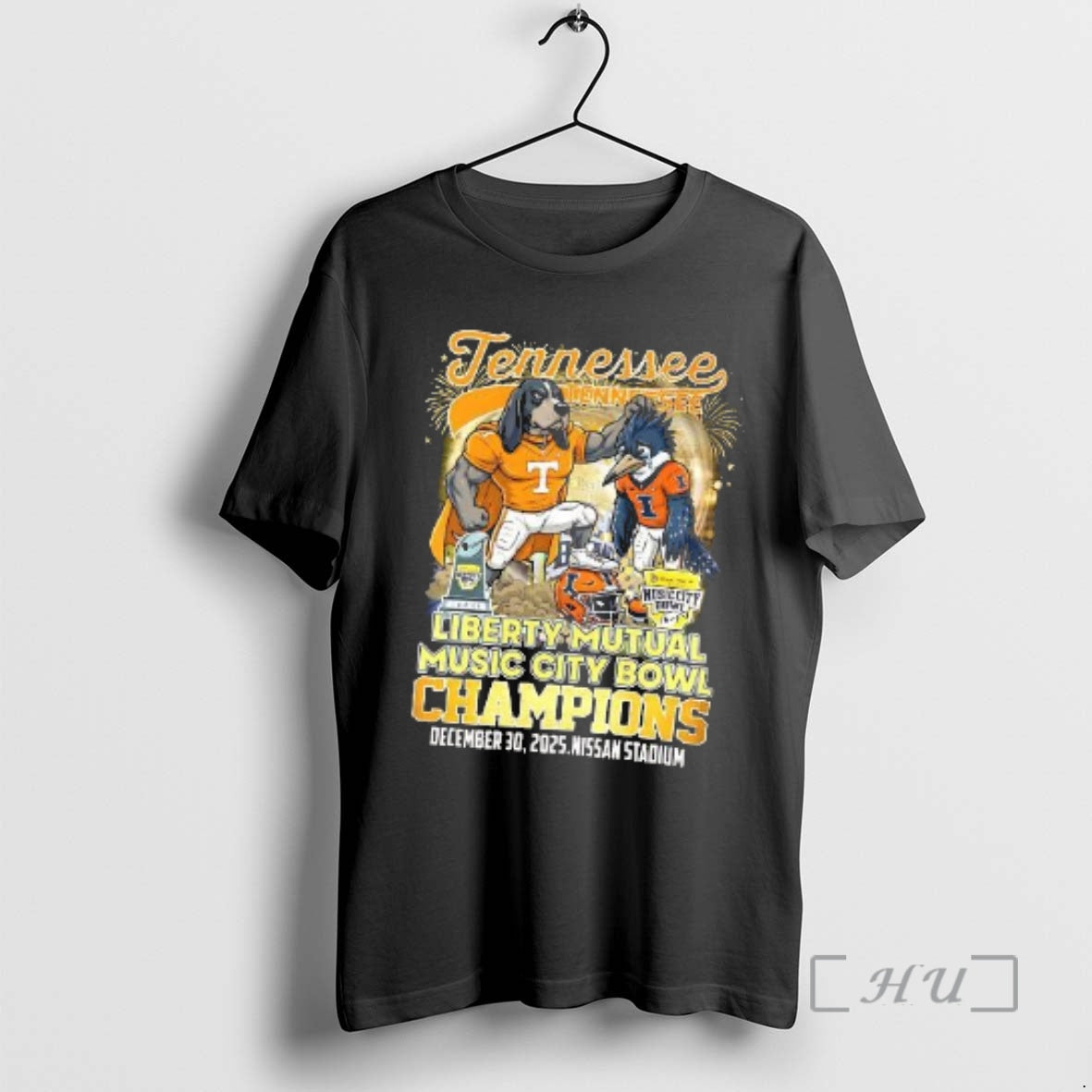 Trending Tennessee Volunteers Beat Illinois Fighting Illini Liberty Mutual Music City Bowl 2025 Mascot Premium T-Shirts,...