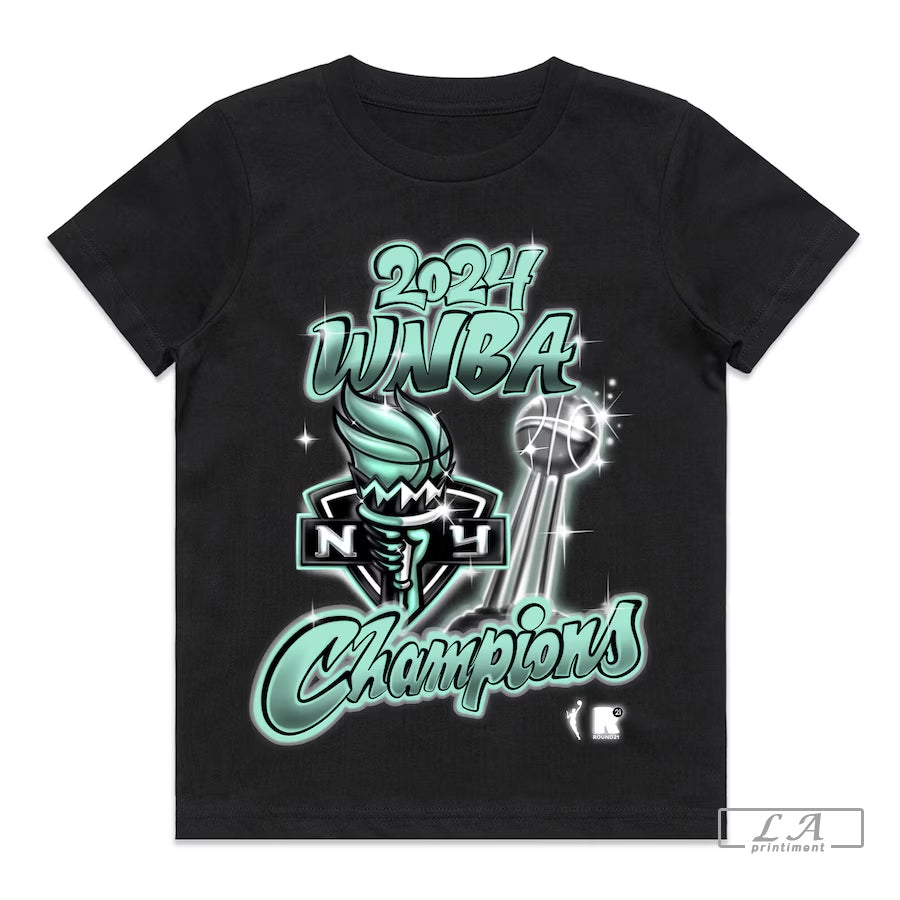 Youth New York Liberty Round21 Black 2024 Wnba Finals Champions Airbrush