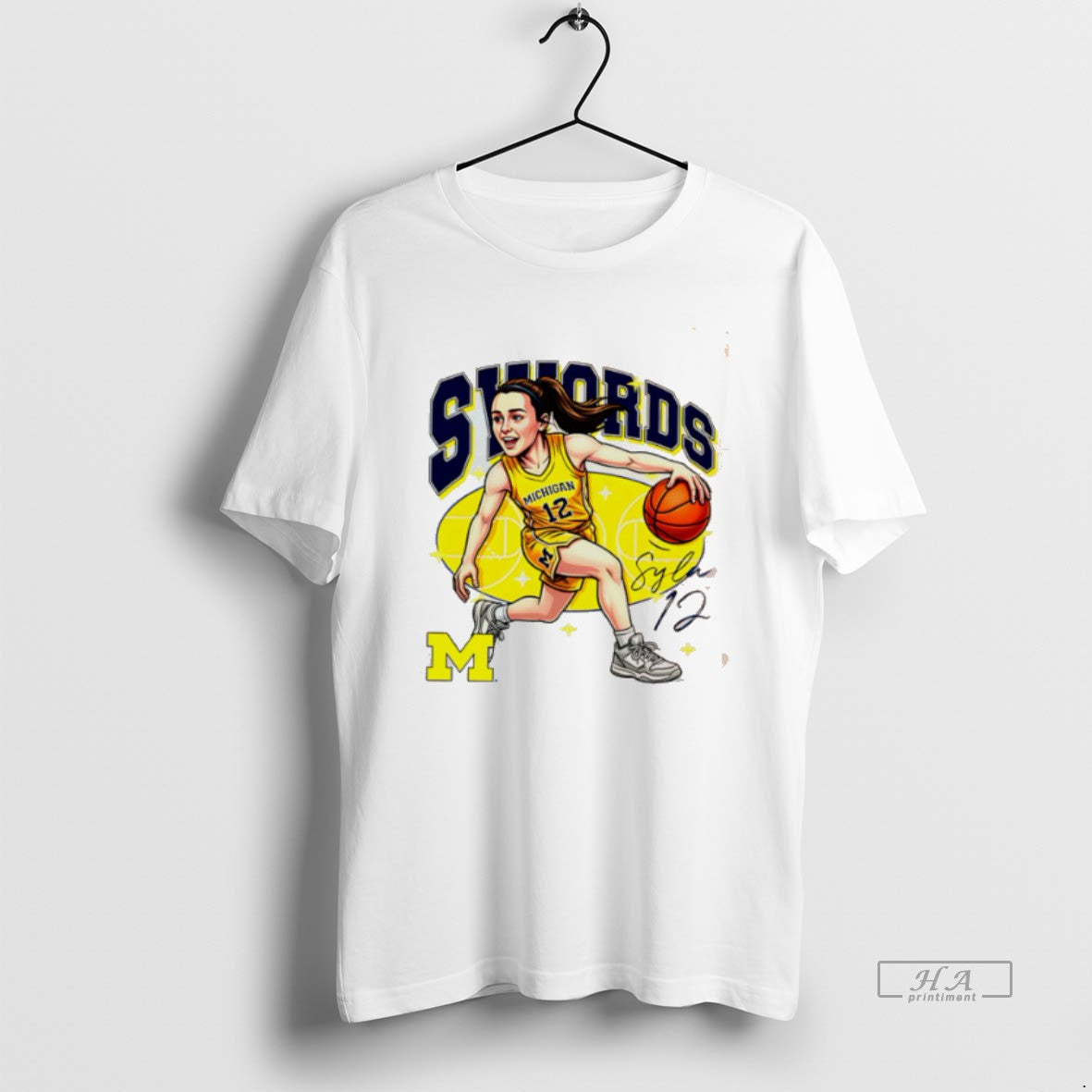 Official Syla Swords Michigan Basketball Signature Caricature T-Shirts, Hoodie, Sweatshirt | AU18TeeNovaLab.com