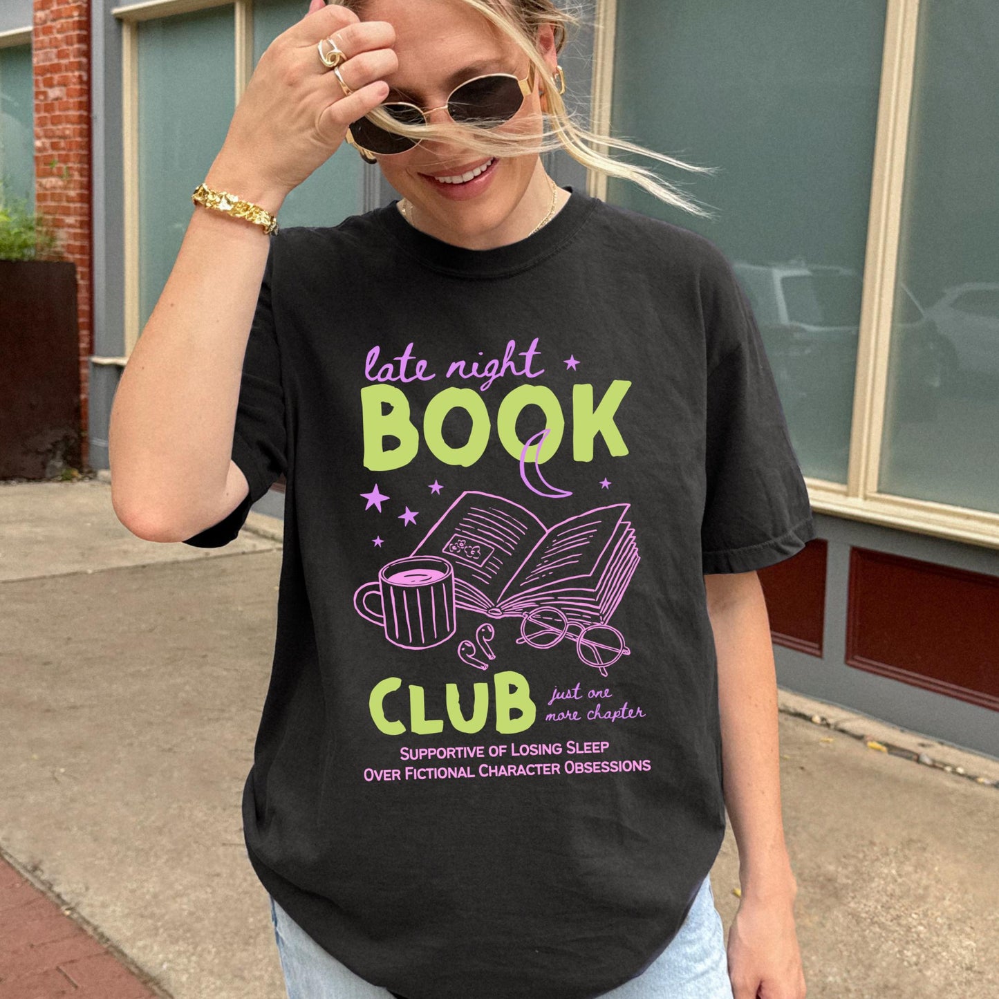 Late Night Book Club Bookish Comfort Colors Reader Book Lover Book Club Tee Readers Bookworm (3)