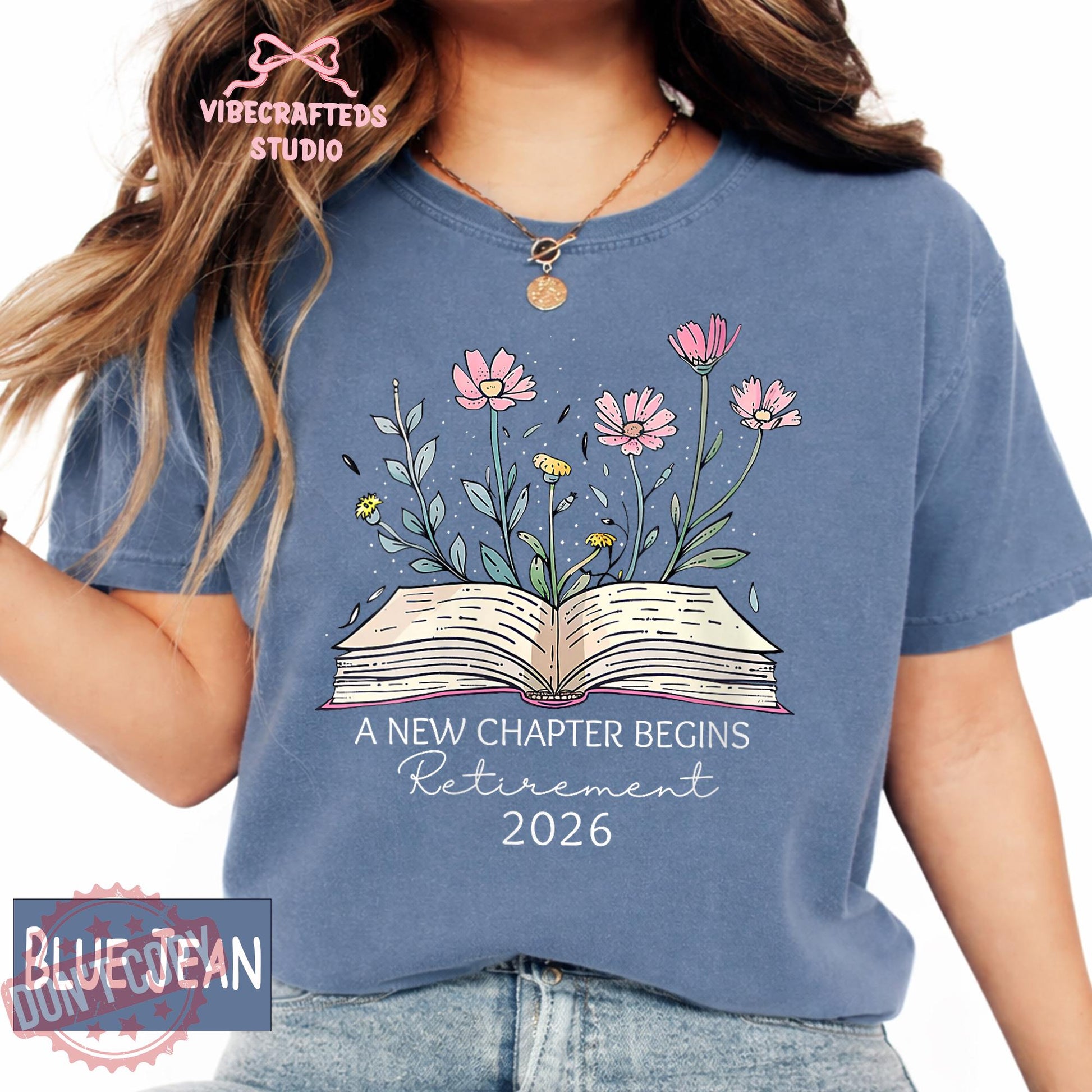 Retirement 2026 Teacher Chapter Begins Teacher Retirement Book Lover Floral Comfort Colors Tee (4)
