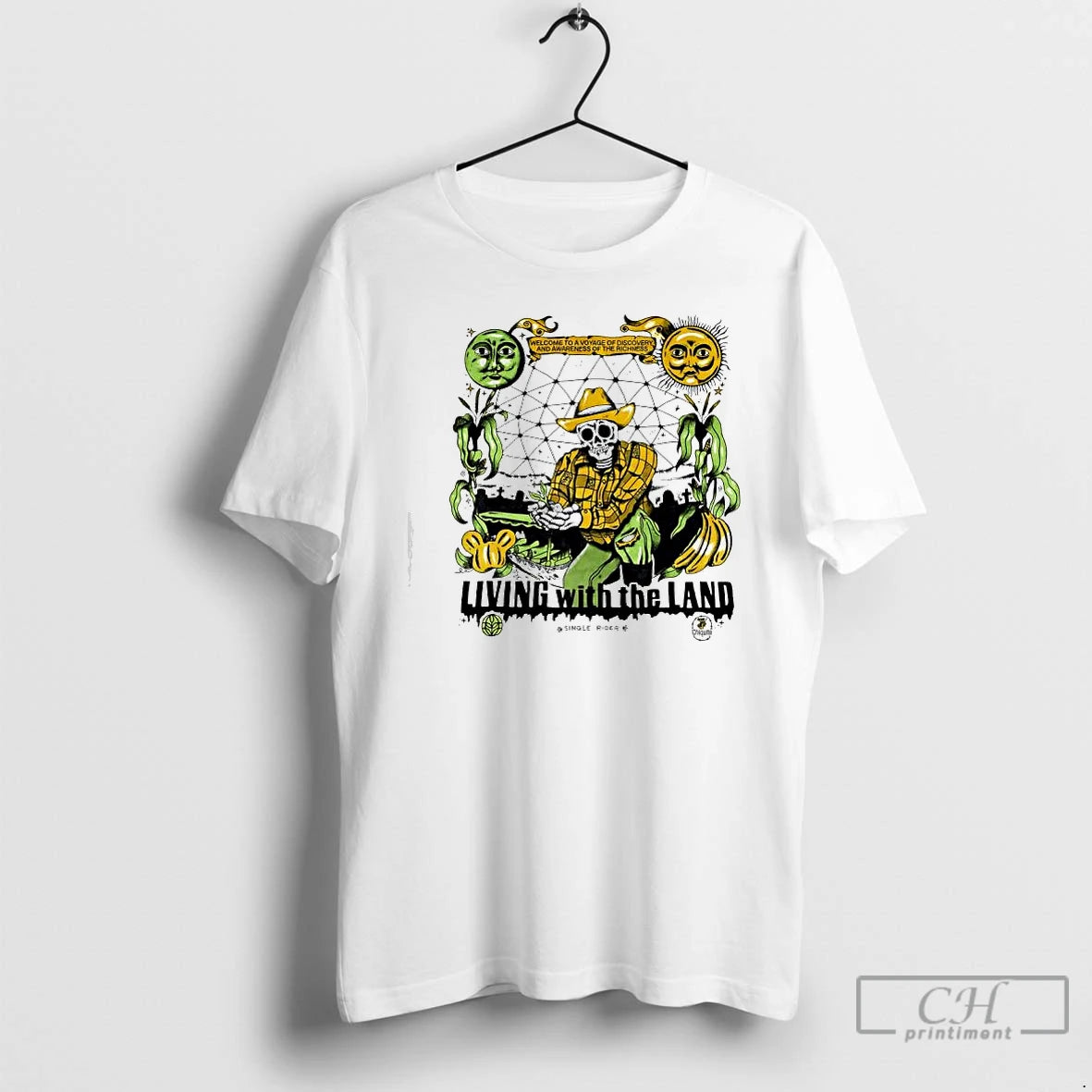 Classic Alex Thomas Single Rider Living With The Land Skeleton Graphic T-Shirts, Hoodie, Sweatshirt | AU18TeeNovaLab.com