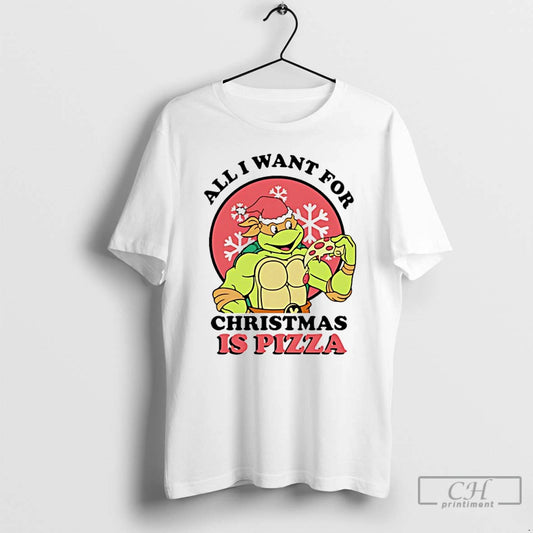 Classic All I Want For Christmas Is Pizza Turtle T-Shirts, Hoodie, Sweatshirt | AU18TeeNovaLab.com